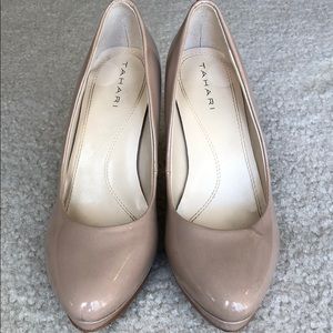 Tahari Nude Patent Heels